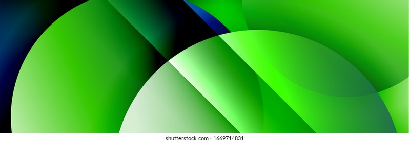 Dynamic trendy geometrical abstract background. Circles, round shapes 3d shadow effects and fluid gradients. Modern overlapping round forms. Vector Illustration For Wallpaper, Banner, Background, Card