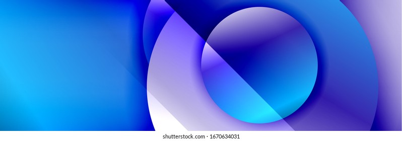 Dynamic trendy geometrical abstract background. Circles, round shapes 3d shadow effects and fluid gradients. Modern overlapping round forms. Vector Illustration For Wallpaper, Banner, Background, Card