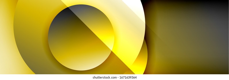 Dynamic trendy geometrical abstract background. Circles, round shapes 3d shadow effects and fluid gradients. Modern overlapping round forms. Vector Illustration For Wallpaper, Banner, Background, Card