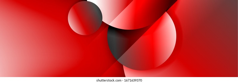 Dynamic trendy geometrical abstract background. Circles, round shapes 3d shadow effects and fluid gradients. Modern overlapping round forms. Vector Illustration For Wallpaper, Banner, Background, Card