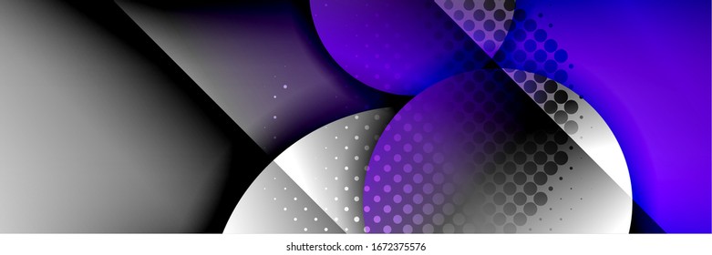 Dynamic trendy geometrical abstract background. Circles, round shapes 3d shadow effects and fluid gradients. Modern overlapping round forms. Vector Illustration For Wallpaper, Banner, Background, Card