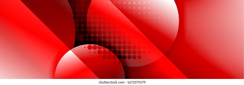 Dynamic trendy geometrical abstract background. Circles, round shapes 3d shadow effects and fluid gradients. Modern overlapping round forms. Vector Illustration For Wallpaper, Banner, Background, Card