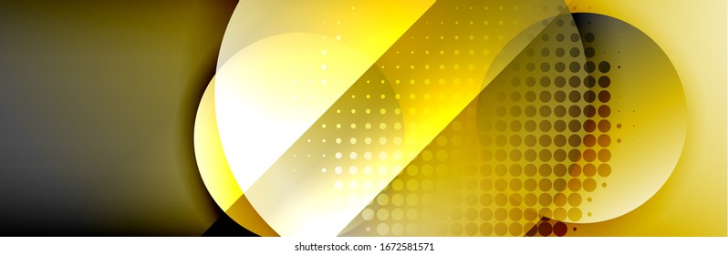 Dynamic trendy geometrical abstract background. Circles, round shapes 3d shadow effects and fluid gradients. Modern overlapping round forms. Vector Illustration For Wallpaper, Banner, Background, Card