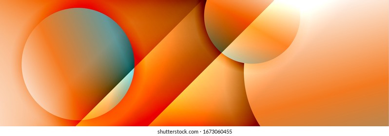 Plano de fundo abstrato geométrico da moda dinâmica. Círculos, formas arredondadas, efeitos de sombra 3d e gradientes de fluido. Formas redondas modernas sobrepostas. Ilustração De Vetor Para Papel De Parede, Banner, Plano De Fundo, Cartão