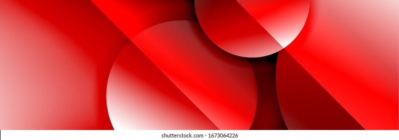 Fondo abstracto geométrico y dinámico. Círculos, formas redondeadas, efectos de sombra 3d y gradientes de fluido. Formularios redondos superpuestos modernos. Ilustración De Vector Para Papel De Fondo, Banner, Fondo, Tarjeta