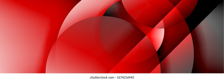 Dynamic trendy geometrical abstract background. Circles, round shapes 3d shadow effects and fluid gradients. Modern overlapping round forms. Vector Illustration For Wallpaper, Banner, Background, Card