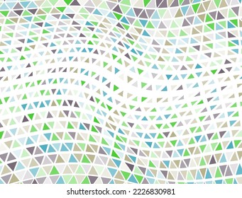 Dynamic triangles halftone design. Triangular elements transition cover backdrop. Pixel triangles halftone shapes.