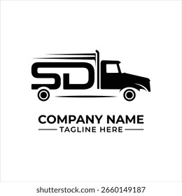 Logotipo dinámico de camión con audaces iniciales SD para servicios de entrega y Transporte de Swift con un diseño moderno
