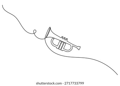 Movimiento dinámico de trompeta Línea continua Arte Minimalista Fondo de música