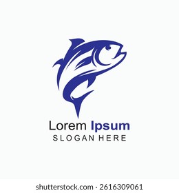 Dynamic Tuna Fish Logo, Abstract Marlin Symbol, Jumping Fish Icon, Seafood Company Logo, Blue Fishing Emblem