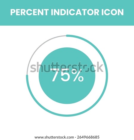 Dynamic turquoise circular gauge showing 75% completion. Ideal for dashboards, UX design, infographics, data visualization, tracking, and progress‑oriented graphics.