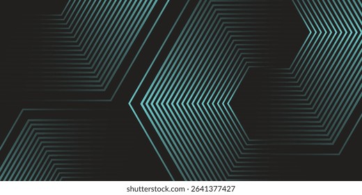 Dynamic turquoise neon hexagonal lines form a striking geometric pattern on a black background, evoking modern technology, futuristic design, and digital aesthetics