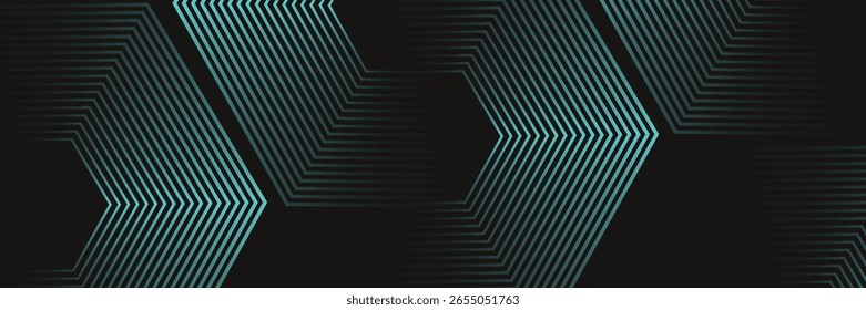 Dynamic turquoise neon hexagonal lines form a striking geometric pattern on a black background, evoking modern technology, futuristic design, and digital aesthetics