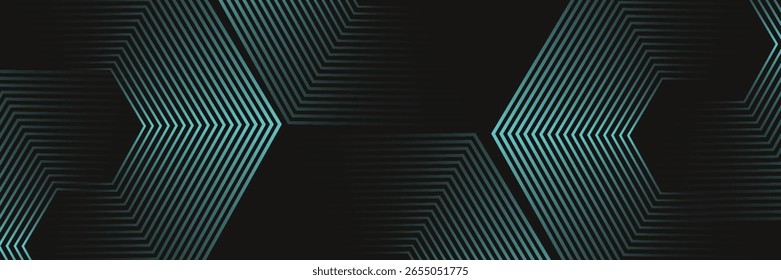 Dynamic turquoise neon hexagonal lines form a striking geometric pattern on a black background, evoking modern technology, futuristic design, and digital aesthetics