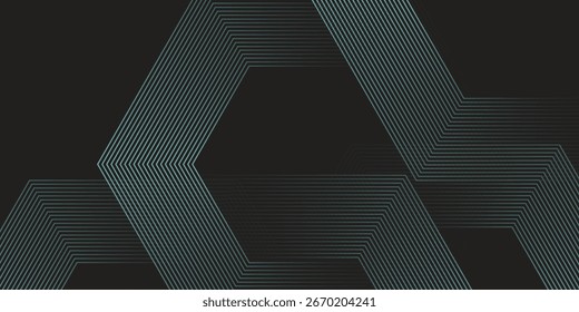 Dynamic turquoise neon hexagonal lines form a striking geometric pattern on a black background