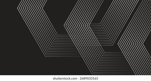 Dynamic turquoise neon hexagonal lines form a striking geometric pattern on a black background, evoking modern technology. vector illustration eps10