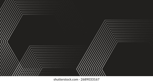 Dynamic turquoise neon hexagonal lines form a striking geometric pattern on a black background, evoking modern technology. vector illustration eps10