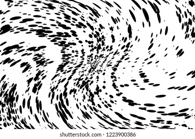 Dynamic, twisted background with swirling dots, ovals like confetti. Vector illustration. Modern, minimalist style. Pop art.