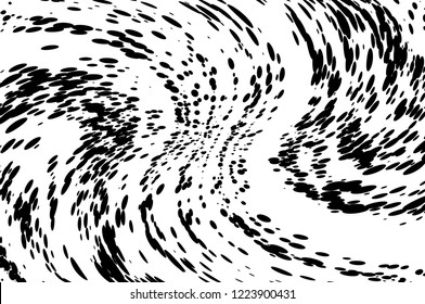 Dynamic, twisted background with swirling dots, ovals like confetti. Vector illustration. Modern, minimalist style. Pop art.