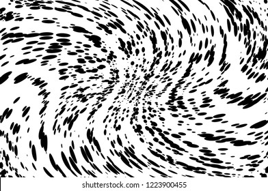 Dynamic, twisted background with swirling dots, ovals like confetti. Vector illustration. Modern, minimalist style. Pop art.