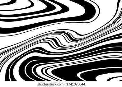 Dynamic twisted pattern. Wave design black and white. Digital image with a psychedelic stripes. Vector illustration  