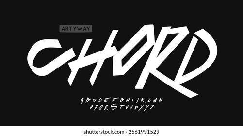 Dynamic typography for urban logos, creative geometric graffiti headline, youthful street design, expressive modern style. Street Fashion font alphabet. Vector typeset.