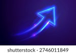 Dynamic Upward Neon Arrow Sign. Growth or  Go Up Concept