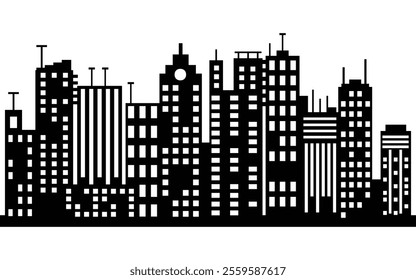 Dynamic urban cityscape silhouette featuring modern architectural designs

