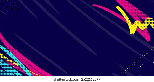 Dynamic Urban Sport Graffiti Background with Bold Neon Colors. Sporty Abstract Background with Brush Strokes and Grunge Texture Design Element