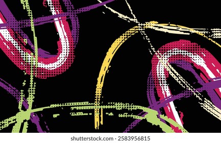 Dynamic Urban Sport Graffiti Background with Bold Neon Colors. Sporty Abstract Background with Brush Strokes and Grunge Texture Design Element