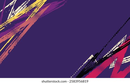 Dynamic Urban Sport Graffiti Background with Bold Neon Colors. Sporty Abstract Background with Brush Strokes and Grunge Texture Design Element