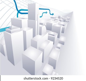 A dynamic vector 3D City conceptual abstract background