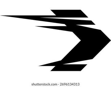 Seta vetorial dinâmica. padrão preto sobre fundo branco. Elemento de design moderno para o corpo do carro, barco, roupas esportivas, brinquedo. Estilo de jogo. Vetor de fundo moderno. Ponteiro. direção, navegação. raios agudos