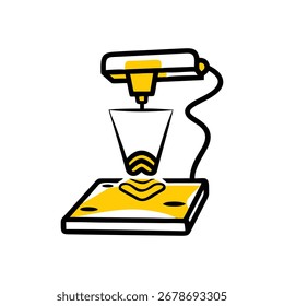 Dynamic vector art of a 3D printer in action, crafting unique abstract shapes and geometric designs.