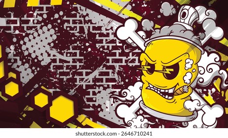 Dynamic vector background design with graffiti and spray can elements. Great for urban art, hip-hop or modern design projects.