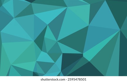 A dynamic vector background of turquoise triangular mosaic, carefully arranged to form an elegant, yet energetic design, evoking feelings of tranquility and modern sophistication.