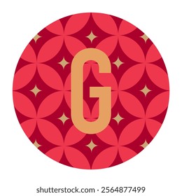 A dynamic vector badge that blends floral-inspired patterns and a standout golden “G” letter, offering versatility for logos and digital projects.