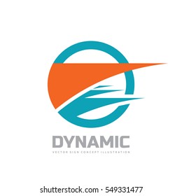 Dynamic - vector business logo template concept illustration. Abstract shapes in circle. Speed motion symbol. Design element.