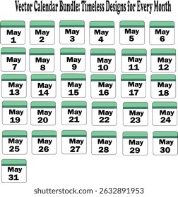 A dynamic vector calendar bundle illustration, featuring vibrant monthly designs with sleek layouts and seasonal motifs. Its versatile, modern aesthetic is perfect for planners, organizers, or decorat