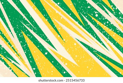 Diseño de Vector dinámico con líneas agudas y diagonales en verde y amarillo, con una superposición texturizada de grunge	
