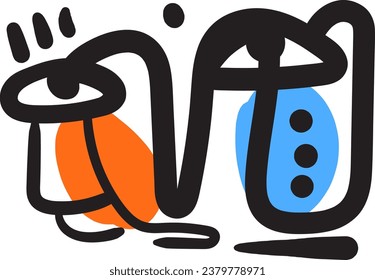 A dynamic vector face with flowing lines.
