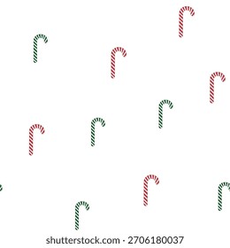 Gráfico de Vector dinámico con bastones de caramelo rojos y verdes dispersos en una capa transparente, perfecto para efectos de transparencia digital y tomas de productos personalizadas.