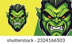 Dynamic Vector Graphic: Green Orc Logo Mascot for Competitive Sports and E-Sports