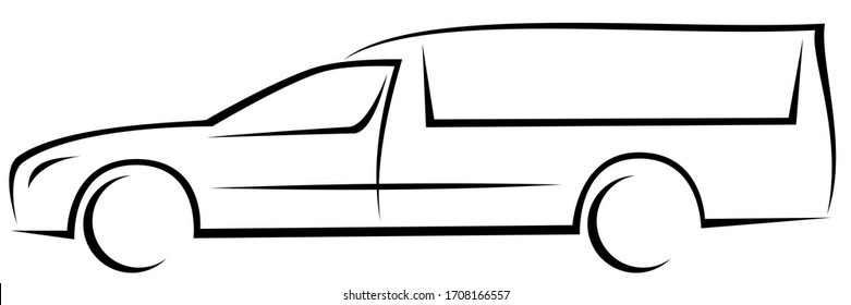 Dynamic vector illustration of an aerodynamic European hearse (funeral car) which can be used as a logo for funeral services company