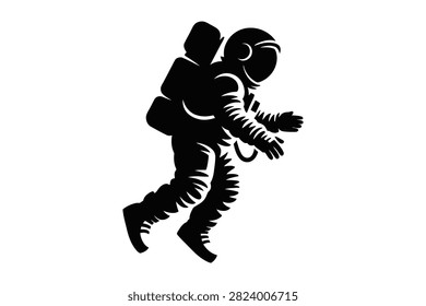 Dynamic vector illustration of an astronaut in a space suit floating in zero gravity, symbolizing space exploration and scientific missions. Ideal for educational or futuristic designs.