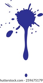 Dynamic vector illustration of a blue paint splash, showcasing fluid motion and vibrant color in a minimalist style