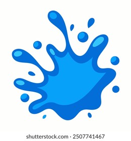 Eine dynamische Vektorgrafik eines blauen Wassersplash, einzeln auf weißem Hintergrund. Der Splash ist flüssig und detailliert, wobei Tröpfchen und Wellen nach außen strahlen und die natürliche Bewegung einfangen 