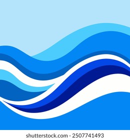 Una Ilustración vectorial dinámica de un chapoteo de agua azul, aislado en un fondo blanco. La salpicadura es fluida y detallada, con gotitas y ondas que irradian hacia afuera, capturando el movimiento natural 