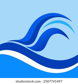 Una Ilustración vectorial dinámica de un chapoteo de agua azul, aislado en un fondo blanco. La salpicadura es fluida y detallada, con gotitas y ondas que irradian hacia afuera, capturando el movimiento natural 