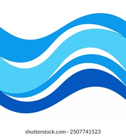 A dynamic vector illustration of a blue water splash, isolated on a white background. The splash is fluid and detailed, with droplets and waves radiating outwards, capturing the natural movement 